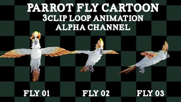 Parrot Fly 3clip Cartoon Loop