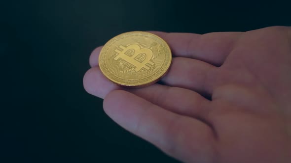 Bitcoin Coin in the Man's Hand alt