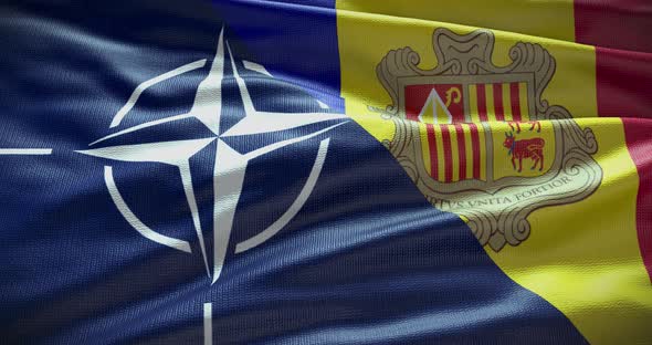 Andorra and NATO waving flag animation 4K alt