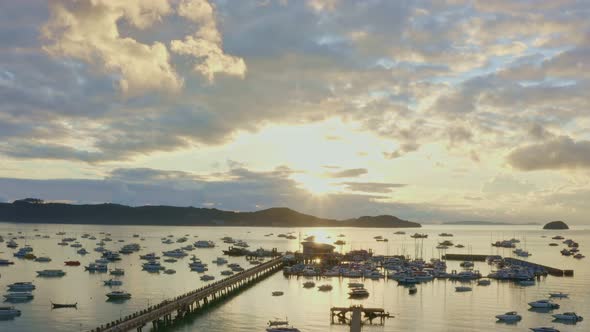 Aerial View Scenery Sunrise Above Chalong Pier. alt