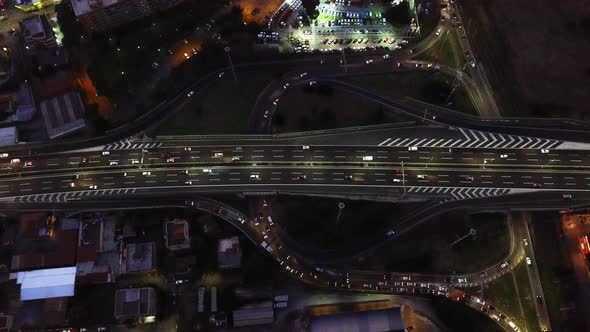 Traffic At Motorway Of Grande Raccordo Anulare At Night In Rome Italy alt