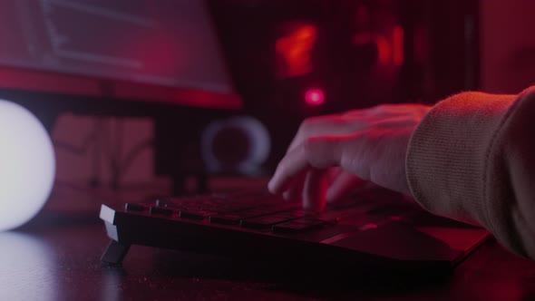 The Programmer's Hands Quickly Type on the Keyboard Coding Programmingdeveloping Inputing alt