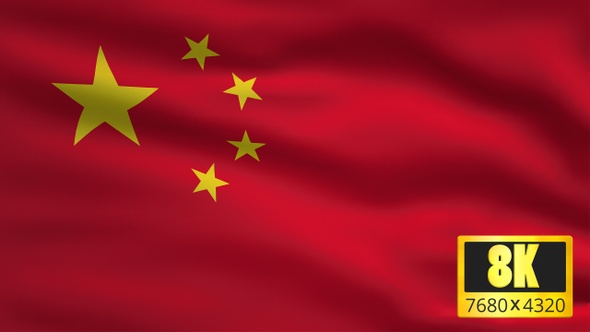 8K China Windy Flag Background alt