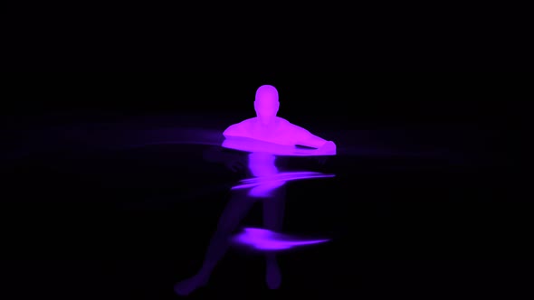 Abstract Visualization of a Male Purple Silhouette Swimming in Dark Water alt