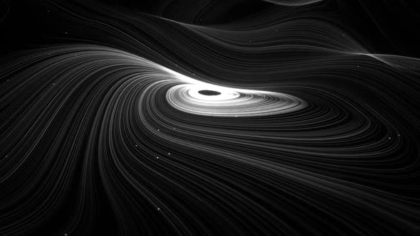 Black and White Swirl of Lines with Particles