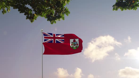 Bermuda Flag With  Modern City