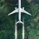 White Airplane Fly Over Green Fields Europe - VideoHive Item for Sale