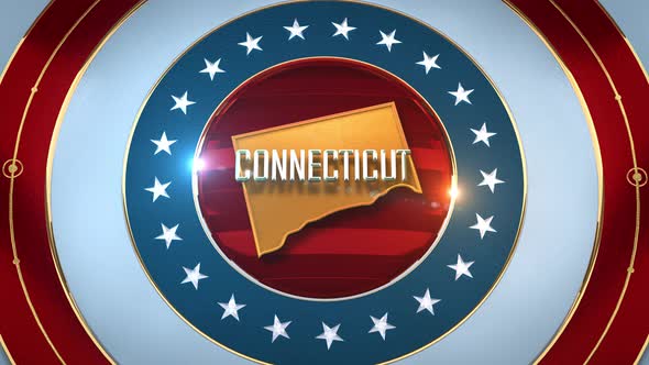 Connecticut United States of America State Map with Flag 4K