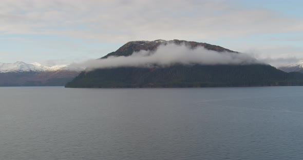 Aerial shot of Troopers helicopter flying over glacier, closeup on Trooper pilots, drone