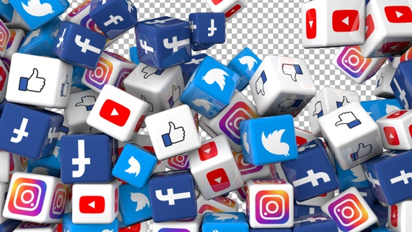 Social Media Icons Transition - Facebook, Twitter, Youtube, Instgram, Like