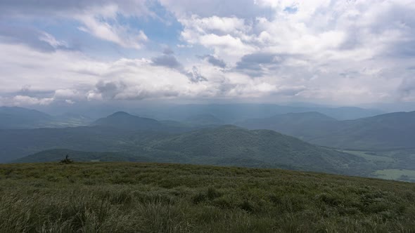 Time Lapse of Clouds Moving Fast over Mountain Range of Tarnica Bieszczady, Poland