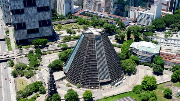 Aerial view of Metropolitan Cathedral of Rio de Janeiro Brazil. alt
