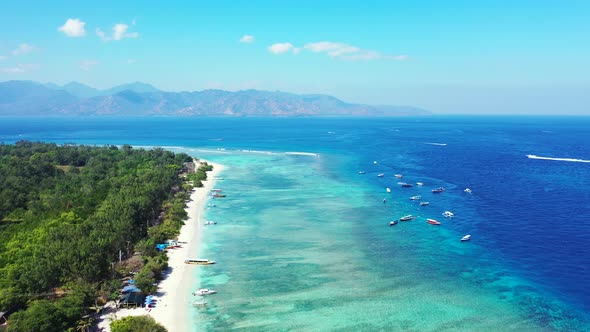 Natural overhead abstract view of a white sandy paradise beach and turquoise sea background in high  alt