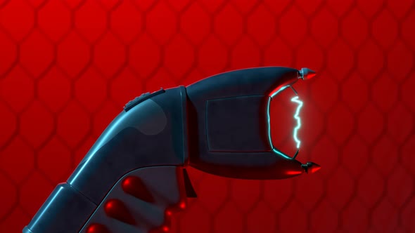 Stun gun or taser with an electric arc between two electrodes. Electric shock. alt