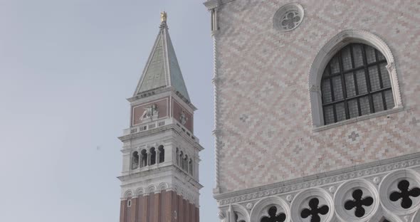 St Mark's Campanile in Venice hiden by Doge's Palace