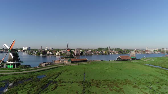 Aerial View of Windmills Near Amsterdam