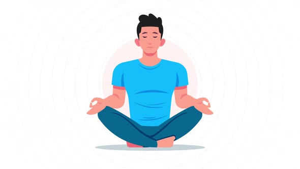 Young Man Yoga Meditation Cartoon Animation, Motion Graphics | VideoHive