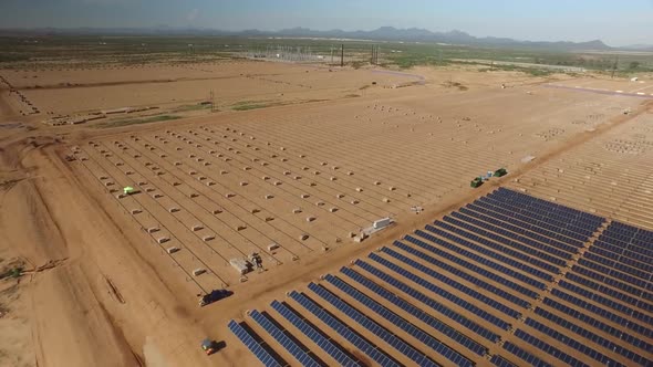 Solar panel . aerial view. A solar power plant located in a valley. alt