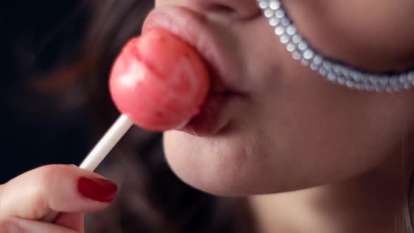 Sensual Sexy Lips Licking Lollipop