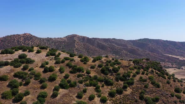 Small Rural Settlement Among Scrublands on Hill Slopes