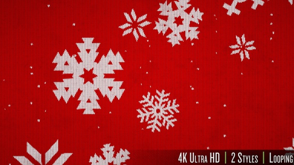 4K Knitted Sweater Texture of Snowflakes Falling Background alt