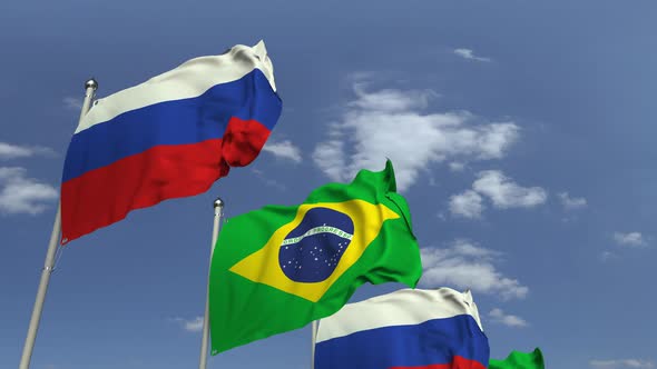 Waving Flags of Brazil and Russia alt