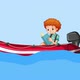 The boy is swimming in the boat - VideoHive Item for Sale