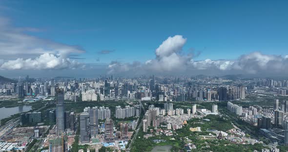 Aerial footage of landscape in shenzhen city, China alt