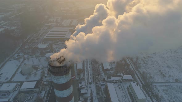 Red and White Smoking Pipes in Industrial Zone in Sofia, Bulgaria alt