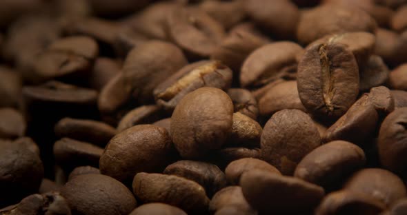 Macro of Falling Coffee Beans
