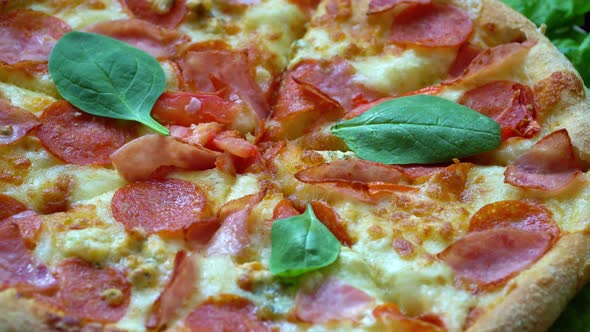 Pizza with Tomatoes and Cheese Background