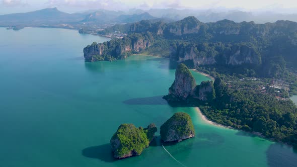 Railay Beach Krabi Thailand Tropical Beach of Railay Krabi Drone Aerial View of Panoramic View of alt