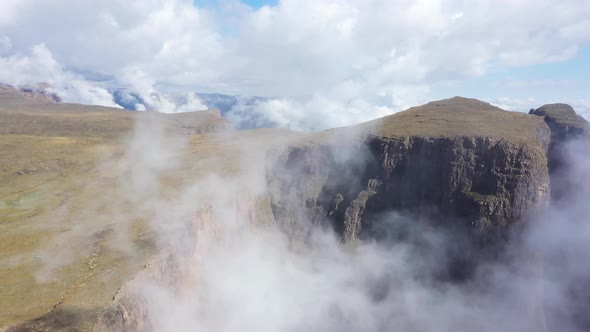 Flying Beyond Clouds at Drakensberg Mountains