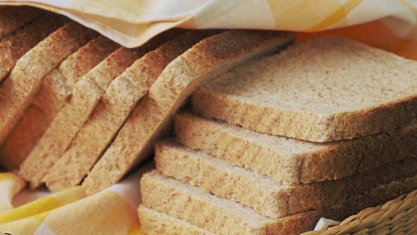 Slice toast bread in a basket 