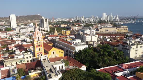 Historic Old City in Cartagena Colombia Aerial View