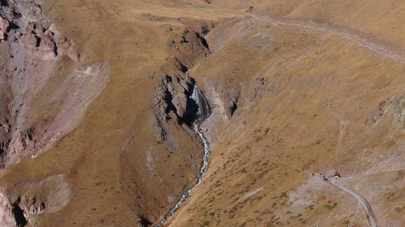 Caucasian Alpine Waterfall Maiden Spit Steam Cascade Natural Landscape Landmark