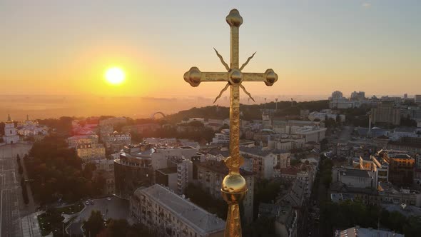 St. Sophia Church in the Morning at Dawn. Kyiv. Ukraine. Aerial View alt