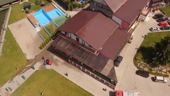 Fire drill seen from above alt