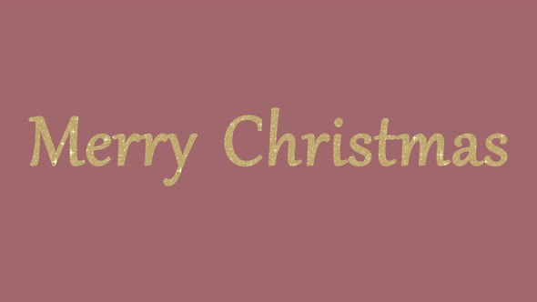 Animation of the Merry Christmas inscription in glittery letters on a background of calm pink.