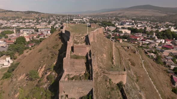 Georgian Flag Over Walls Of Gori Fortress alt