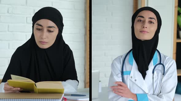 A Muslim Woman in a Hijab is a Doctor in the Arab World alt