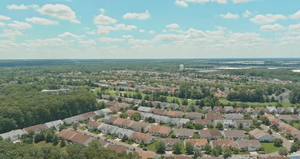 Panoramic Top View of Summer Seasonal Landscape on the Small Countryside Town in Cranbury New Jersey alt
