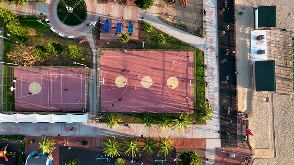 Basketball Court Aerial View 4 K Alanya Turkey alt