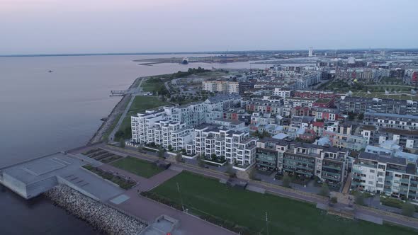 Aerial view of exclusive residential area in Malmö, Sweden