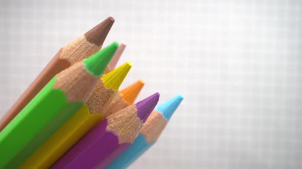 Rotation Of Colored Pencils On The Background