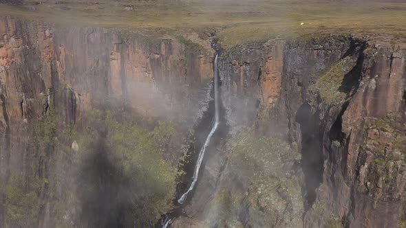 Drone View of Scenic Tugela Falls at Roya Natal National Park