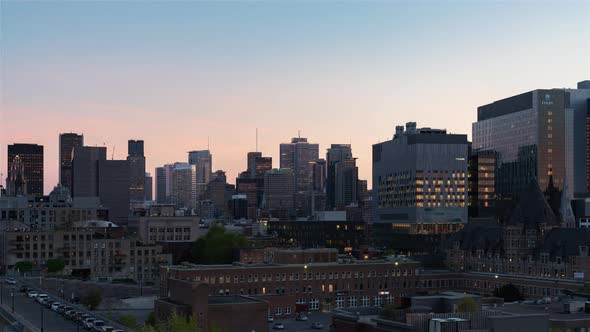 Montreal Financial District from Day to Night