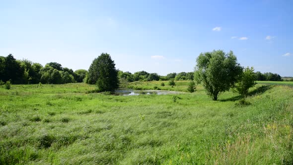 }Small Plain Lake In Central Part of Russia