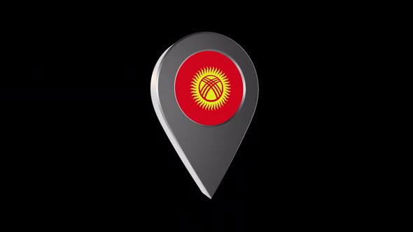 3d Animation Map Navigation Pointer With Kyrgyzstan Flag With Alpha Channel - 2K alt