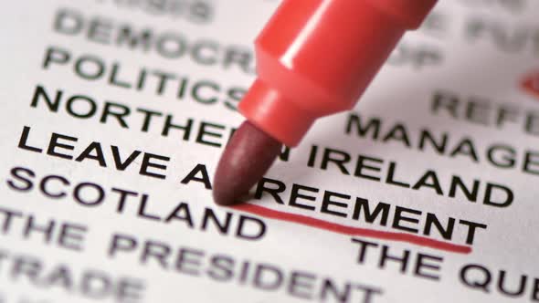 closer-look-of-the-word-leave-agreement-being-encircled-stock-footage